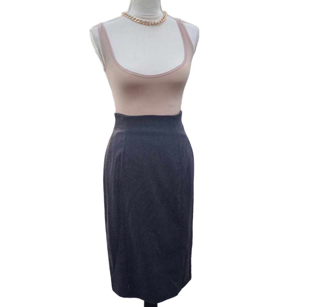 Anne Klein II. Vintage, Gray, Wool & Cashmere High Waist, Pencil Skirt. Size 6